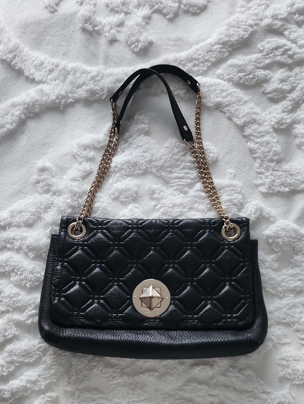 Vintage Kate Spade Black Quilted Chain-Handle Shoulder Bag